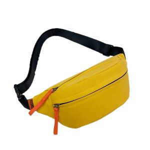 FHWEDL Solid Color Nylon Waist Bag Adjustable Shoulder Strap Multi-pocket Diagonal Shoulder Bag Fashion Banana Bag Men Chest Bag Male