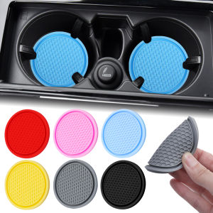 2PCS Car Coasters PVC Travel Auto Cup Holder Insert Coaster Anti Slip Vehicle Interior Cup Mats