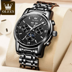 [Three-year Warranty]OLEVS Automatic Mechanical Watch For Mens Water Proof Luminous Week Calendar Year display Stainless Steel Watch