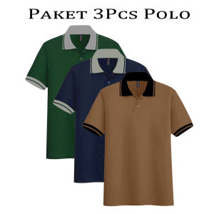 Noveli wear - Polo Paket 3 Baju | Polo Shirt Seragam Polos Kerah Pria Lengan Pendek