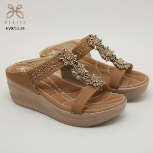 HELIVA ERIN Sandal Wedges Wanita Aksen Bunga Mewah Sol 6cm HV0713-29