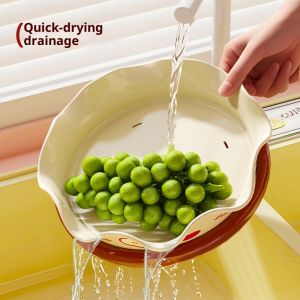 YEYA Khay đựng trái cây xoay sáng tạo có thiết kế thoát nước phù hợp cho phòng bếp và phòng khách - Đĩa ăn vặt thời trang tiện dụng