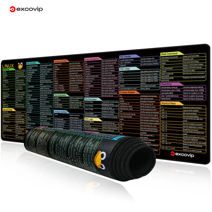 excovip mouse pad English Linux shortcut keys large mat stitched edge ...