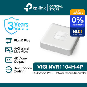 TP-Link Official Store | VIGI NVR1104H-4P | VIGI 4 Channel PoE+ Plug & Play with Built-In Speaker NVR Network Video Recorder