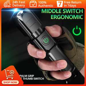 Super Bright ABS Strong Light Flashlight Flashlight Outdoor Portable Multi-function Torch USB Rechargeable Powerful Zoom Three-Speed Adjustment Flashlight Lightweight Material Waterproof