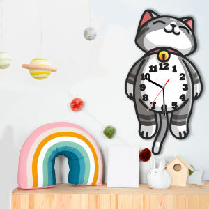 Jam Dinding Ukir Karakter Kucing Tepar - Desain Aesthetic Paling Populer