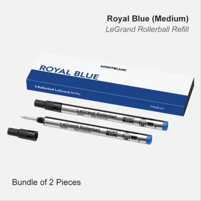 MontBlanc Original Rollerball LeGrand Pen Refill Royal Blue / Mystery Black Medium (Single Piece / 2pcs Bundle)