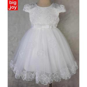 Big Joy Baby Baptismal Gown with Applique Flower White For Ages 3 to 24 Months Old 564283