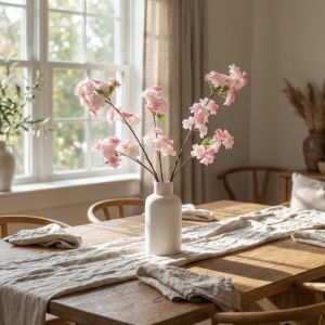 FOUNDTWO Lá Xanh Hoa anh đào nhân tạo Làm thủ công Cảm giác chân thật Hoa giả Đạo cụ chụp ảnh Nhân tạo Mô phỏng hoa giả Trang trí phòng khách gia đình