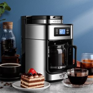 Full Automatic American Drip Coffee Maker with Coffee Bean Grinder Coffee Bean and Coffee Powder dual use