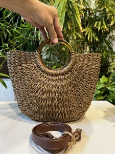 Túi 2hand xách tay có dây đeo vai đeo chéo cói phối da của Nhật  -T543