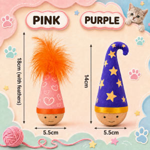 Cat Wobble Tumbler Toy with Star Cloth Hat Interactive Self‑Play Tumbler for Indoor Cats & Kittens