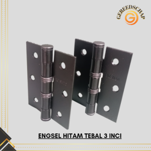 Sepasang Engsel Pintu Tebal Hitam 3 Inci