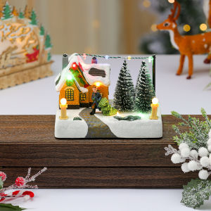 （Ship from Philippines）17CM 2025 Christmas Village Christmas Tree Lights With Music Rotating Music Box decoration Christmas Gift