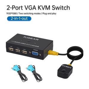 2 Port USB KVM Schalter Switch Box VGA Computer Share Usb Mouse Keyboard Monitor Converter With Connector Cables