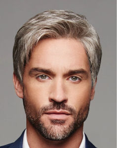 New mens cross-border wig European and American brown-gray diagonal wig men