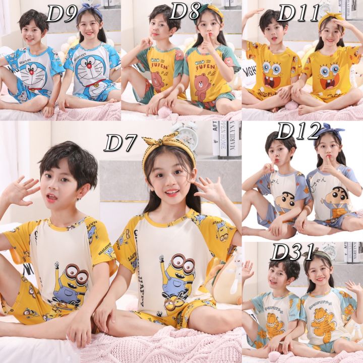 ชุดนอนเด็กลายการ์ตูนแขนสั้นแบบน่ารัก100cm-150cm พร้อมส่งจากไทย | Lazada ...