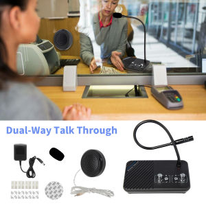 Mic and Speaker for Counter Window Microphone and Speaker Dual Way Talk Through Store Office Window Glass Counter Window Intercom Speaker System for Bank Office Hospital