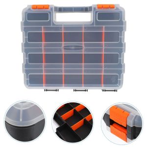 Double Side Organizer Toolbox Tool Case Double-Sided Tool Box Hardware Storage Case Portable Handle For Bolt Screws Removable Dividers