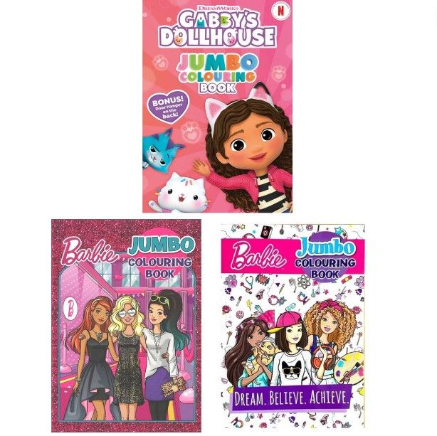 Barbie Jumbo Colouring Book 1 / 2 / Gabby's Dollhouse Jumbo Colouring