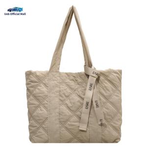 Ueb Official Mall ✪ Puffer Quilted Tote Bag Casual Nylon Shoulder Bag Lightweight Gym Yoga Bag for College Office Clinical Gym