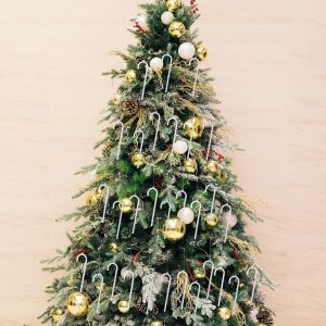 Christmas decoration 6pc set acrylic transparent cane pendant colorful holiday scene decoration small pendant圣诞节装饰品6pc套装亚克力透明拐杖挂件彩色节日场景布置小挂件