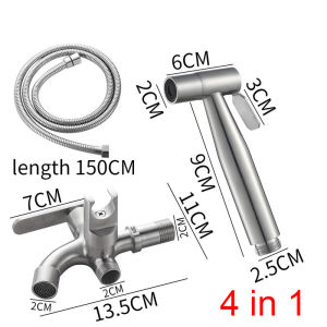 4in1 304 Stainless Steel Bidet Spray Set Shower Toilet Spray Set Flushing Washer Bathroom Two Way Angle Valve Spray Set 4IN1 Stainless steel 304 bidet spray set hand bidet two way paip toilet pipe water bathroom High pressure water column COD