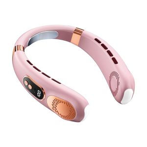 L29 USB Rechargeable Portable Mini Neck Fan Silent Sports Outdoor 360° Cycle LED Digital Display Turbo Fan With Lighting