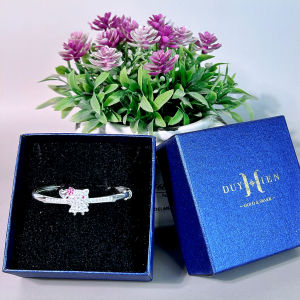 Vòng Bạc Duy Hiển Cho Bé Gái Hình Mặt Mèo Hello Kitty Đính Đá Tuyệt Đẹp