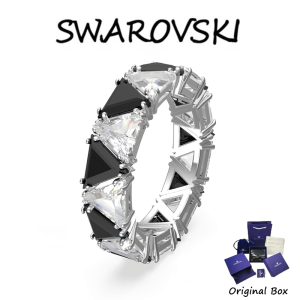 ♈Swarovski♈ 5619153 แหวนเงินสเตอร์ลิง S925 ทรงสามเหลี่ยม Matrix ประดับพลอยคริสตัลสีดำแบบสั่งทำพิเศษ (แจกกล่องของขวัญบรรจุภัณฑ์ของแท้)