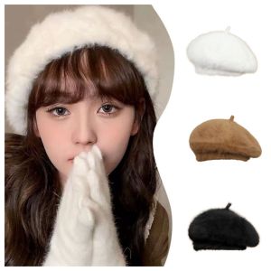 NOVELLEO Cloud Women Berets Keep Warm Plush Artist Hat Comfortable Solid Color Painter Caps Ladies