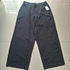 WOMENS WIDE LEG COTTON PANTS WITH POCKETS