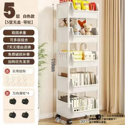 Storage Rack With Wheel Moveable Bookshelf Multi-Layer Book Storage Rack Trolley