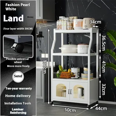 Kitchen Cabinet Shelving Floor To Floor Multi-Layer Removable Storage Cabinet Cabinet Pot With Multi-Functional Domestic Microwave Oven Rack