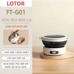 LOTOR Nồi Điện Đa Năng Mini Di Động Có Thể Gấp Gọn Dung Tích 1.2L Tiện Lợi Du Lịch Dã Ngoại Ký Túc Xá Lòng Nồi Inox 304 Cao Cấp