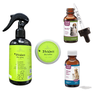 Allergy Protocol Quad - Natural Allergy Supplement Skin & Paw Sanitising Dog Allergies Itching Hotspots Wounds Skin & Paw Sanitising Surface Disinfection Ear InfectionYeast