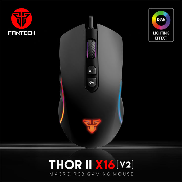 Fantech X16 X16V2  Ii Macro RGB Gaming Mouse Ergonomic Design 4200 Dpi Adjustable 6 Button Macro Cable