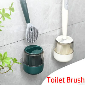 1 Set Toilet Brush With Holder Wall Mounted Long Handle Flexible Toilet Cleaning Brush Bathroom Cleaning Brush Cleaning Supplies2026