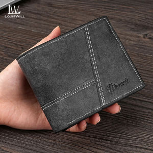 LouisWill Mens Short Wallet Retro Wallet Soft PU Business Wallet Large Capacity Wallet Multi-Card Position Wallets Travel Purses Zipper Coin Pouch ID Credit Cards Holders