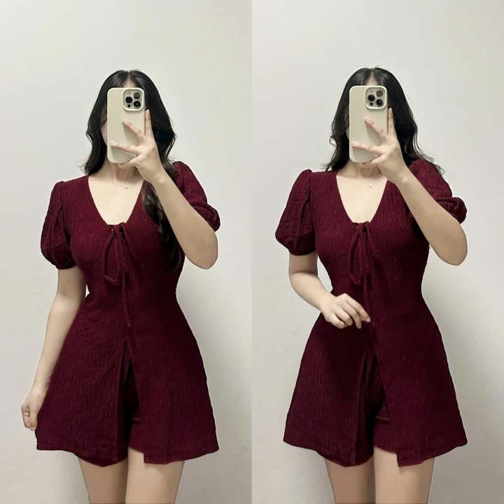 ZEALO%20Cadence%20Puff%20Sleeves%20Peplum%20Drawstring%20Top%20and%20Shorts%20Terno%20Coordinates%20Terno%20Bark%20Crepe%20-%20Image%207