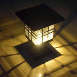 Vimite 2PCS LED Solar Post Lamp Outdoor Waterproof Automatic Sensor Bollard Pillar Lights Lawn Garden Light for House Yard Fence Christmas Landscape Decorations Warm White