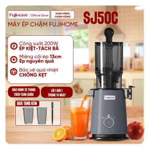 Máy ép chậm nguyên quả Fujihome SJ50C Nhập Khẩu máy ép trái cây rau củ quả 200W bộ lọc inox kép bảo vệ quá nhiệt