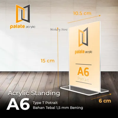acrylic Stand QR Code / Akrilik Type A4 T akrilik Tent Tempat brosur Meja