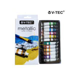 Cat Acrylic Metallic Colour VTEC Cat Akrilik 12 Warna 6ml V-Tec