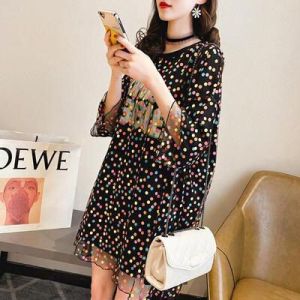 (LOLI-JKT) BD-403 DRESS ANAK CEWEK POLKADOT DINO PEBBLES SIZE 100-160