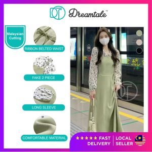 Dreamtale Baju Wanita SeoYeon Korea Fashion Muslimah Dress Floral Women Dress Casual Maxi Long Dress Malaysian Cutting WCO195