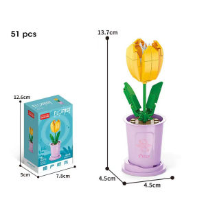 DIY Flower Block Cina Pot Tanaman Buket Blok Bangunan Mainan Block Bricks Mini Mainan Edukatif Balok
