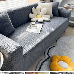 ผ้าคลุมโซฟาตัวแอล นุ่มสบาย ยืดหยุ่นสูง สําหรับตกแต่งห้องนั่งเล่น ปลอกหุ้มโซฟา ลายสาน 1/2/3/4 ที่นั่ง