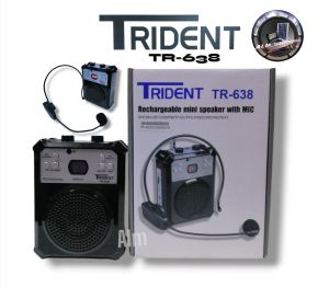 Trident Lapel Wireless Mic TR-638 Portable Waistband amplifier and Rechargeable professional  mini speaker with mic set