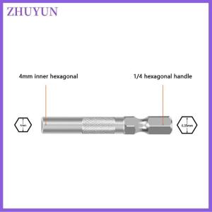 ZHUYUN 2pcs Hex Shank 6.35mm To 4mm Insert Bit Adapter Electric Screwdriver Socket Holder Micro Bit Adapter Magnetic Holder Tools